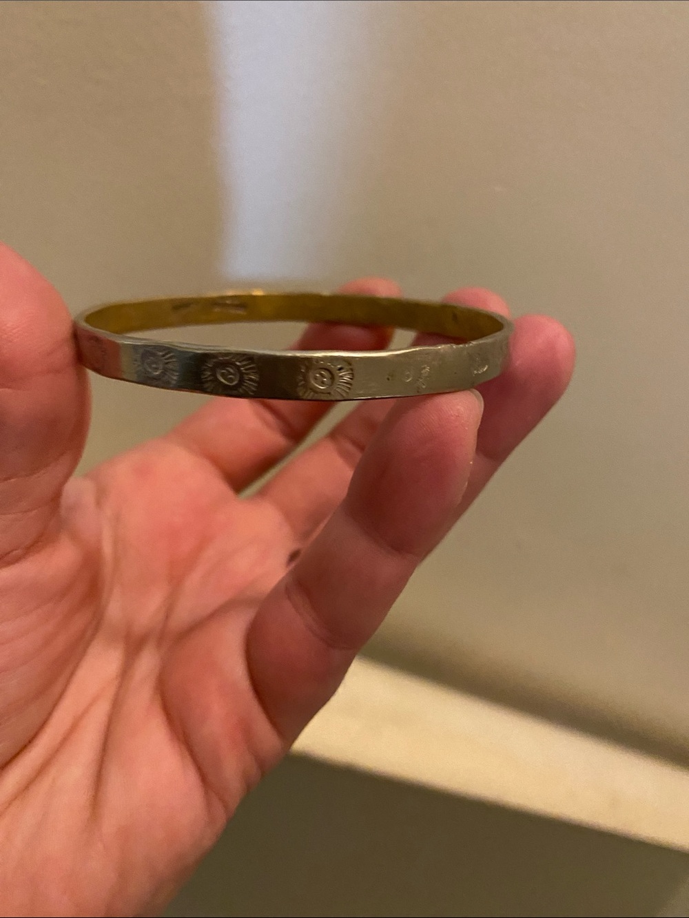 Vintage Sterling Silver Sunburst Engraved Bangle Bracelet